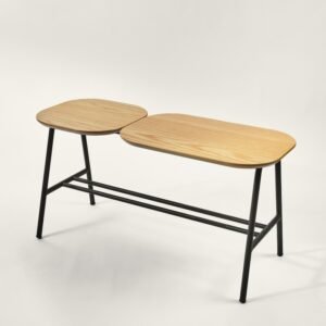 Avaya Bench: Oak Veneer Top, Black Steel Legs