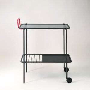 Charcoal Trolley Cart: Tempered Glass & Carbon Steel - Cadd9